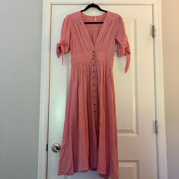 Free People Women’s Love of My Life Cotton Gauze Prairie Festival Pink Dress - Picture 3 of 13